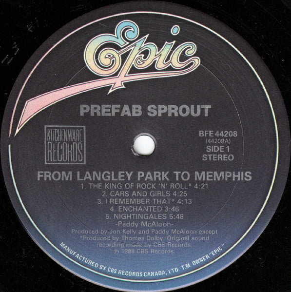 新品未開封 Prefab Sprout From Langley LP Buy Prefab Sprout / From Langley Park To Memphis (LP, Album
