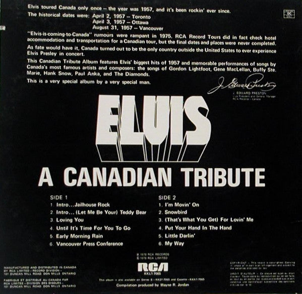 Buy Elvis Presley / A Canadian Tribute (LP, Comp, Yel) Online for