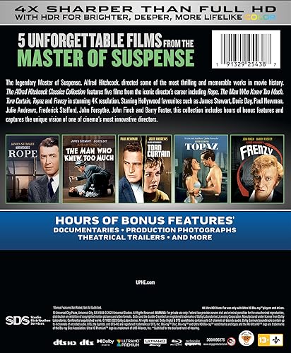 The Alfred Hitchcock Classics Collection (Rope / The Man Who Knew Too Much / Torn Curtain / Topaz / Frenzy) - 4K