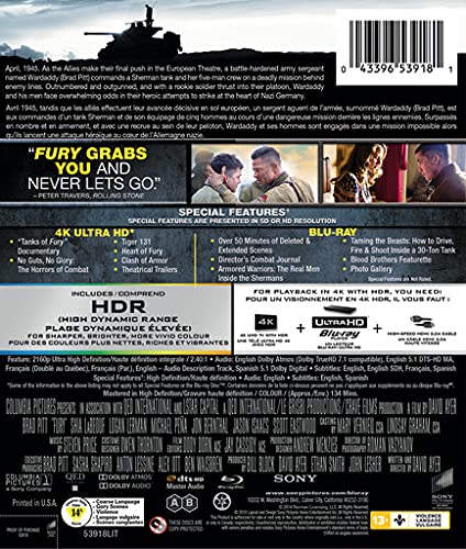 Fury - 4K UHD [Blu-ray] (Bilingual)