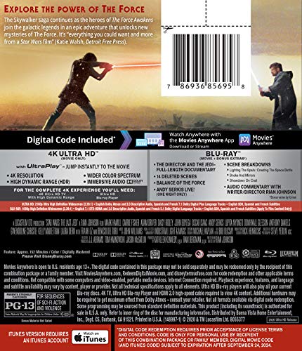 Star Wars / The Last Jedi - 4K/Blu-Ray (Used)