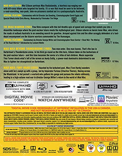 Mad Max 4-Film Anthology - 4K/Digital Code