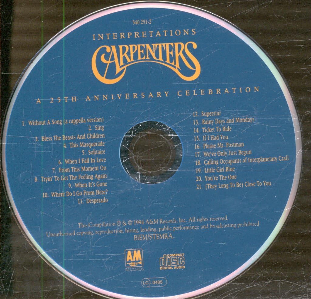 Carpenters Interpretations DVD とプロモ盤 THE CARPENTERS - INTERPRETATIONS: 25TH ANNIVERSARY – ID Shop.ca