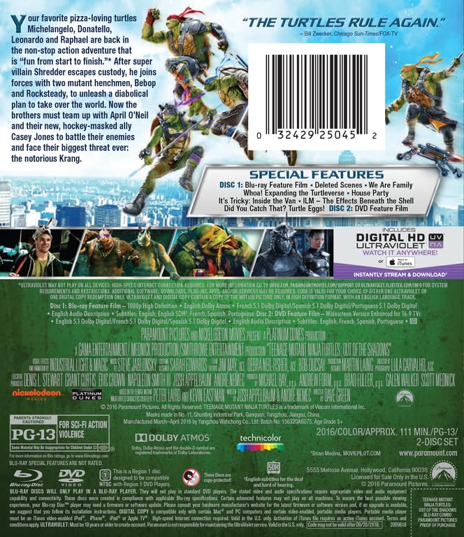 Teenage Mutant Ninja Turtles: Out of the Shadows [Blu-ray]