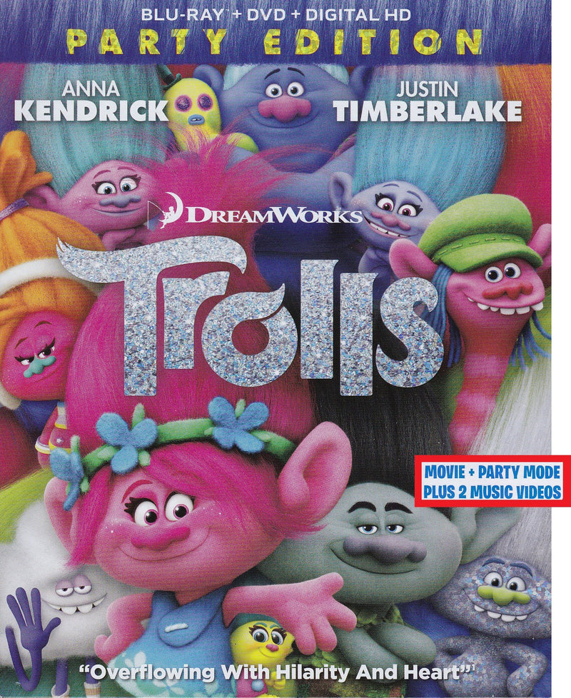 Trolls: Party Ediiton Includes Movie + Party Mode PLUS 2 Music Videos Blu-ray+DVD Combo Pack