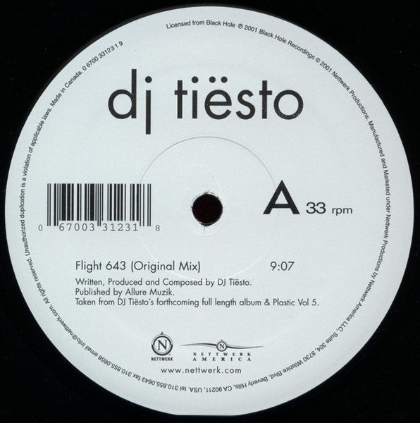 DJ Tiësto / Flight 643 - 12" (Used)