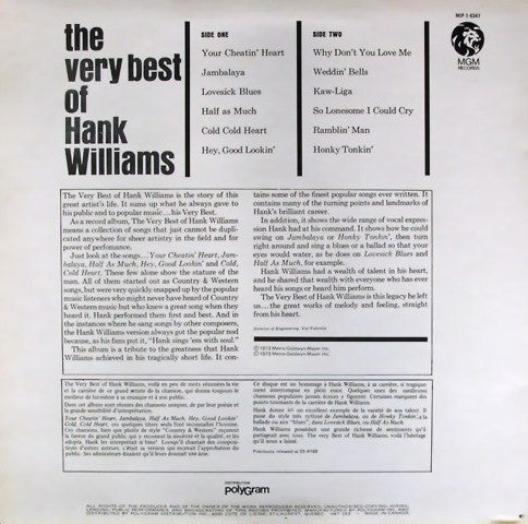 Hank Williams / The Very Best Of Hank Williams - LP USED