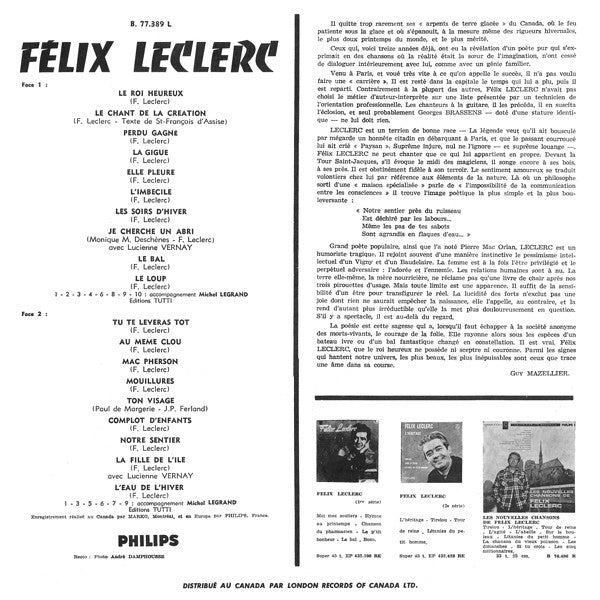 Félix Leclerc / Le Roi Heureux - LP USED