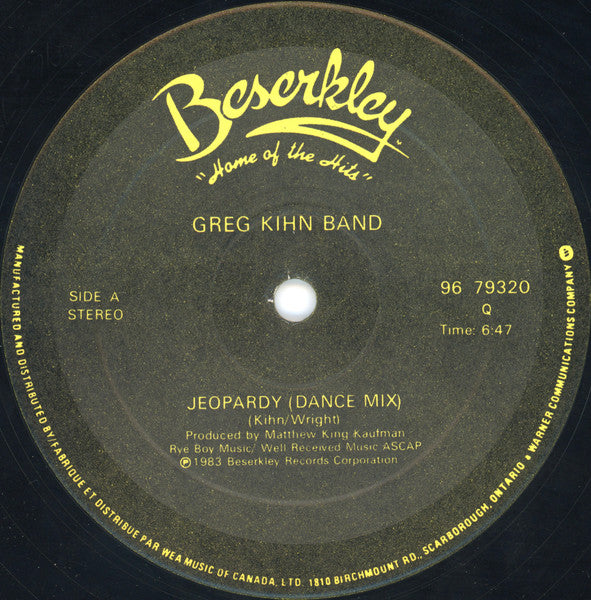 Greg Kihn Band / Jeopardy - LP 12&