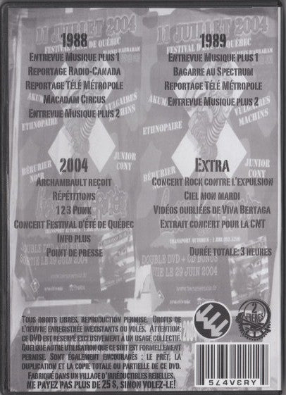 Bérurier Noir / Bérurier Noir Au Québec: 1988-1989-2004 + Ma Cabane Massacre - DVD (Used)