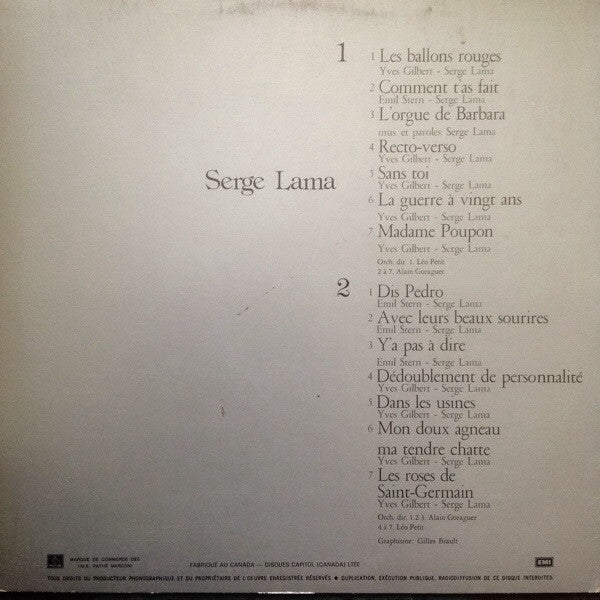 Serge Lama / Les Ballons Rouges - LP USED