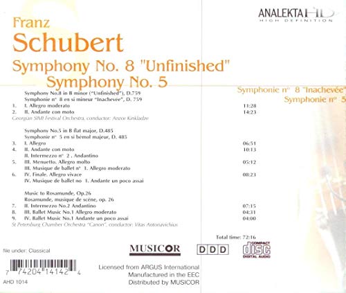 Schubert: Symphony No.8 / Unfinished / Symphony No.5