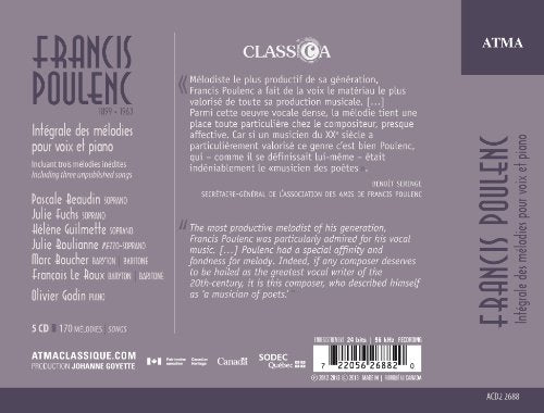 Pascale Poulenc / Poulenc: Intégrale des mélodies pour voix et piano - CD