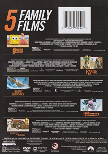 5 Family Films (Spongebob: Movie / Rango / Last Airbender / Barnyard / Hotel for Dogs)