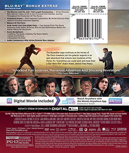 Star Wars / The Last Jedi - Blu-Ray (Used)