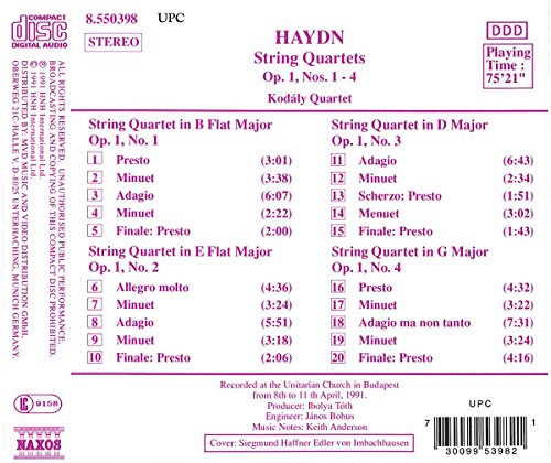 Haydn & Kodály Quartet / String Quartets: Op. 1, Nos. 1-4 - CD (Used)