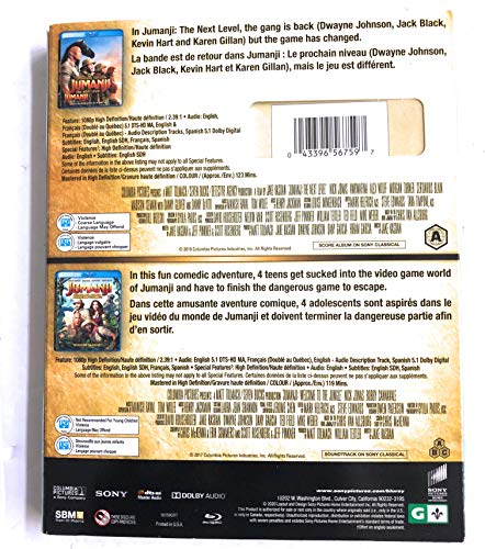 Jumanji the next level and jamanji welcome to the jungle 2-movie collection BLU-RAY + DIGITAL WITH SLIPCOVER NEW SEALED