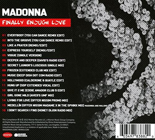 Madonna / Finally Enough Love - CD