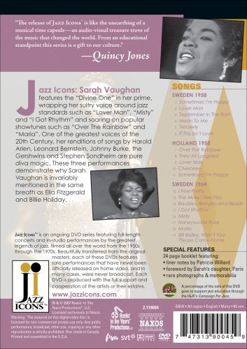Jazz Icons: Sarah Vaughan Live in &