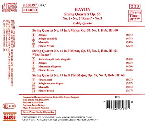 Haydn: String Quartets: Op.55 Nos. 1-3 - CD (Used)