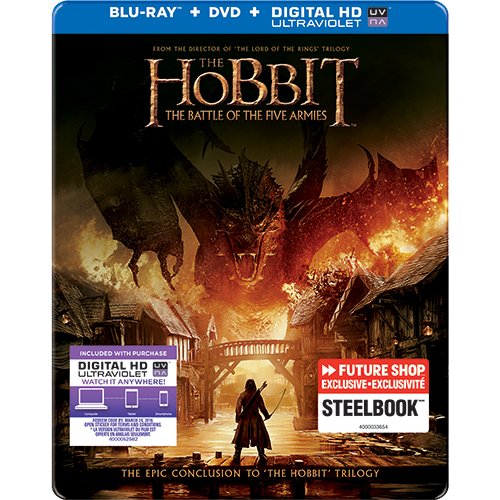 The Hobbit The Battle of the Five Armies Best Buy SteelBook Blu-Ray + DVD + Digital HD Combo 2014