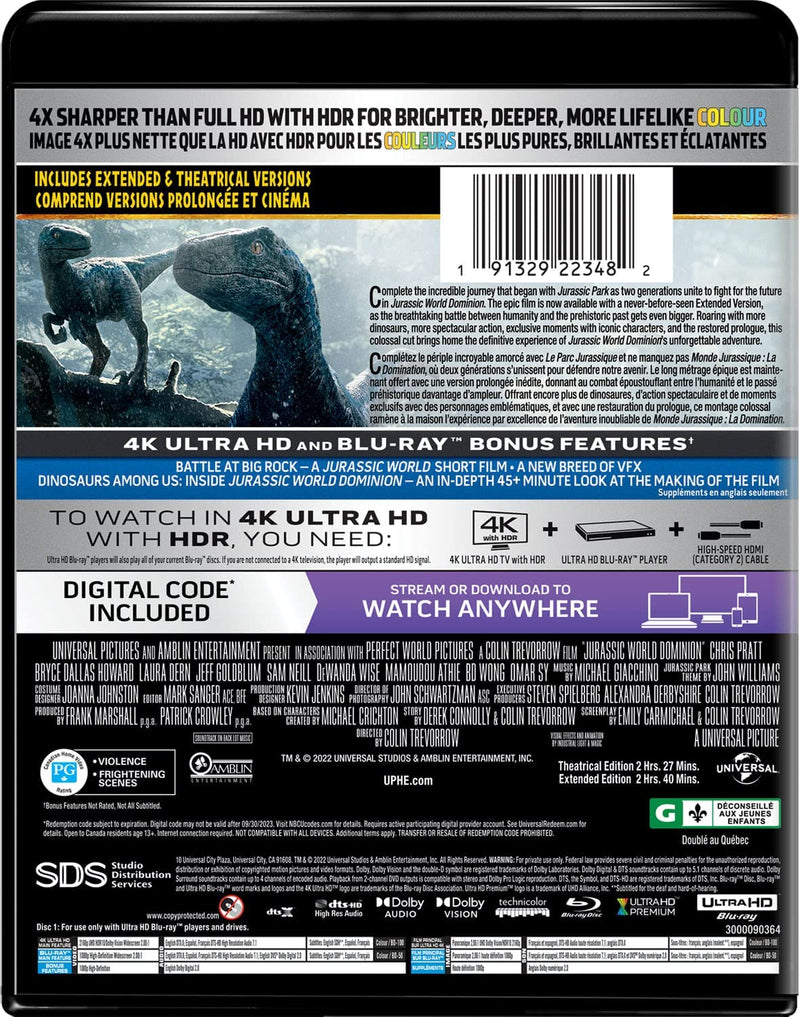 Jurassic World Dominion: Extended Edition - 4K/Blu-Ray