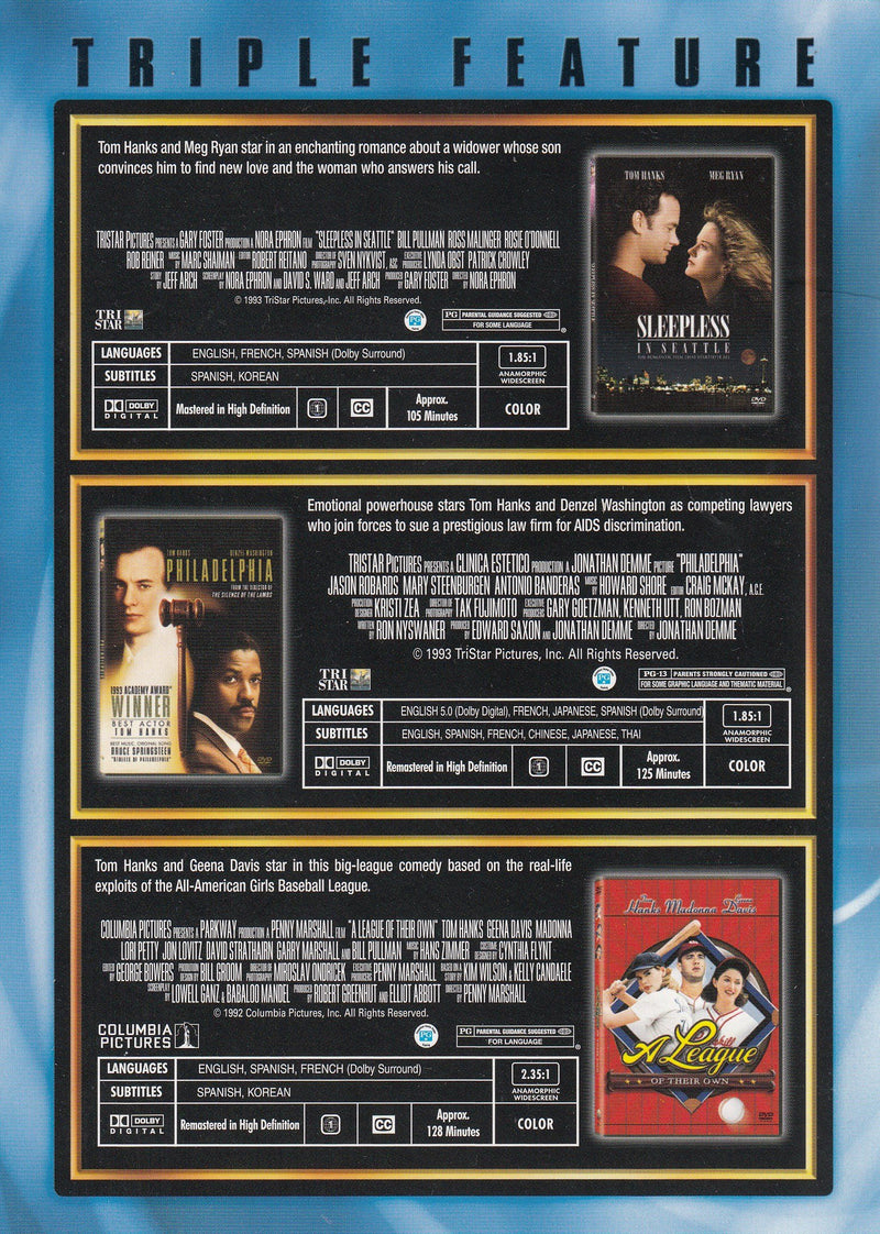 Triple Feature: Sleepless in Seattle/Philadelphia/A League of Their Own - DVD