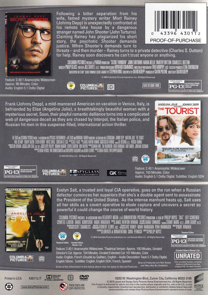 Secret Window / The Tourist / Salt (Triple Feature)