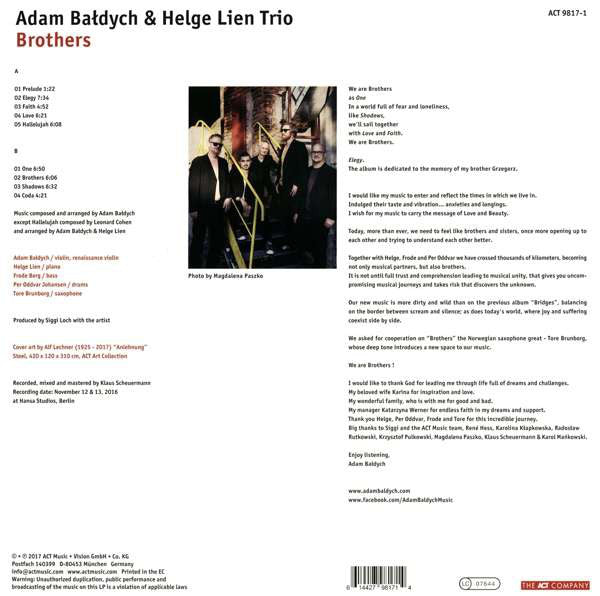 Adam Bałdych & Helge Lien Trio / Brothers - LP