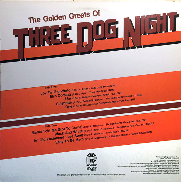 Three Dog Night / The Golden Greats Of Three Dog Night - LP Used