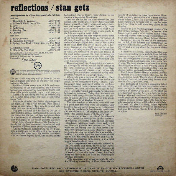 Stan Getz / Reflections - LP Used