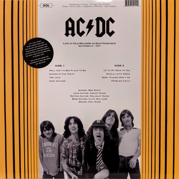 AC/DC / Live At The Old Waldorf San Francisco September 3, 1977. KSGA-FM (Red Vinyl) - LP