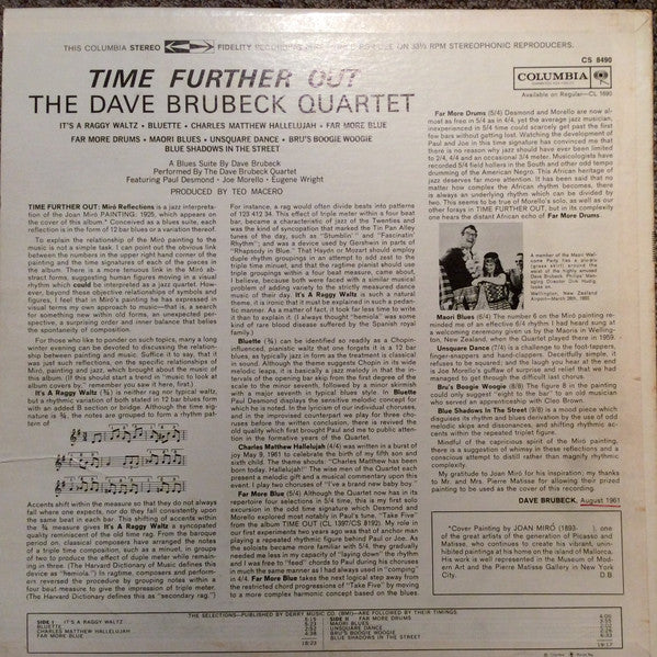 The Dave Brubeck Quartet / Time Further Out (Miro Reflections) - LP (Used)