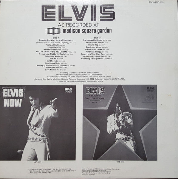 Elvis Presley / Elvis As Recorded At Madison Square Garden - LP Used