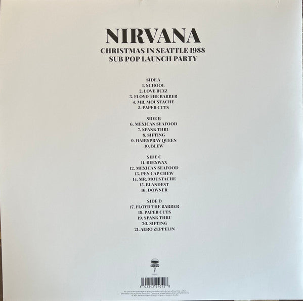 Nirvana / Christmas In Seattle 1988 (Sub Pop Launch Party) - 2LP