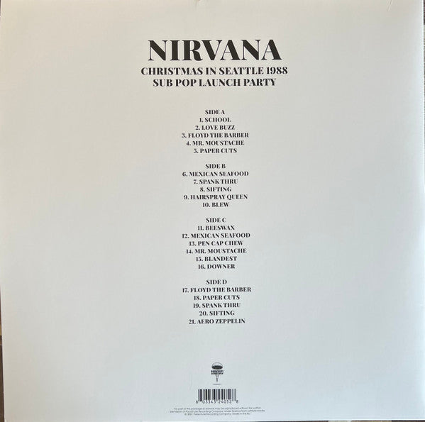 Nirvana / Christmas In Seattle 1988 (Sub Pop Launch Party) - 2LP clear