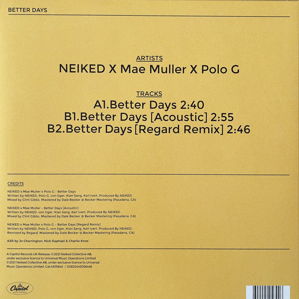 NEIKED, Mae Muller, Polo G / Better Days - LP