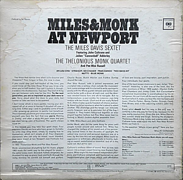 The Miles Davis Sextet Featuring John Coltrane, "Cannonball" Adderley / The Thelonious Monk Quartet And Pee Wee Russell / Miles &amp; Monk At Newport - LP Used