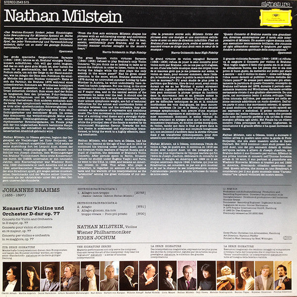 Brahms, Nathan Milstein, Wiener Philharmoniker · Eugen Jochum / Violinkonzert · Violin Concerto - LP Used