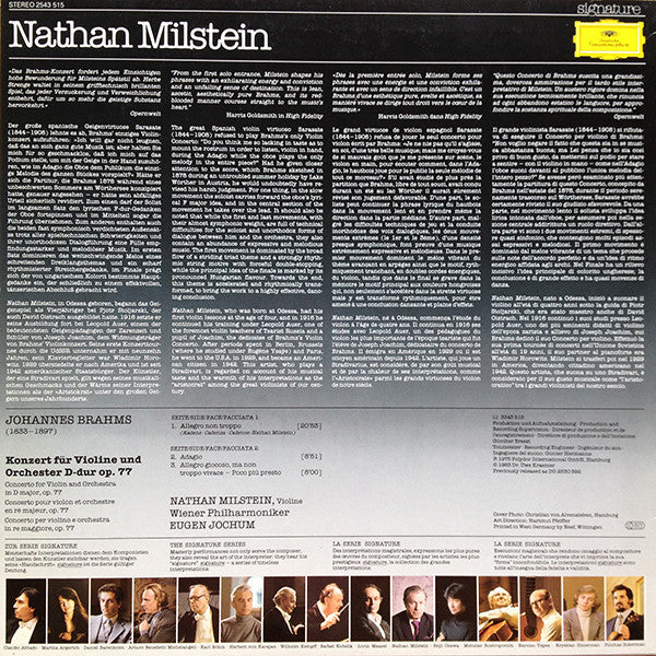 Brahms, Nathan Milstein, Wiener Philharmoniker Eugen Jochum / Violinkonzert Violin Concerto - LP Used