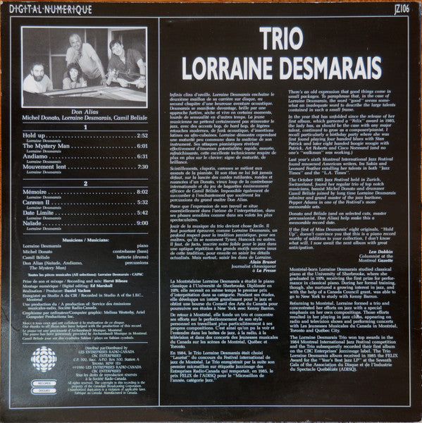 Trio Lorraine Desmarais / Andiamo - LP USED