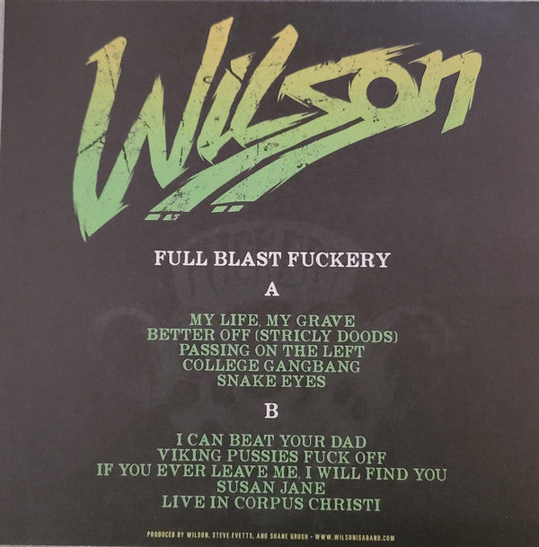 Wilson / Full Blast Fuckery - LP Used clear neon green