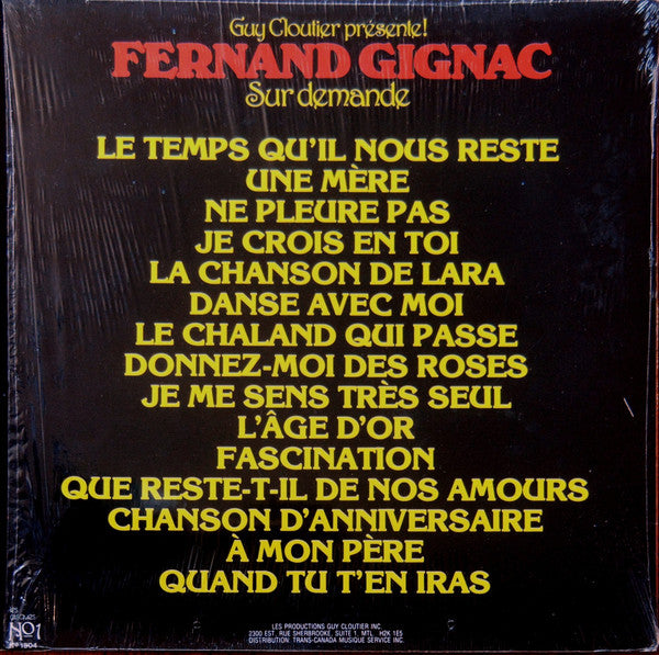 Fernand Gignac / Sur Demande - LP Used