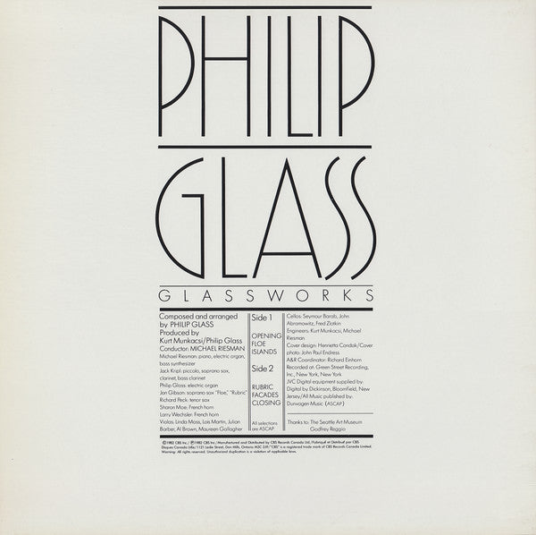 Philip Glass / Glassworks - LP Used