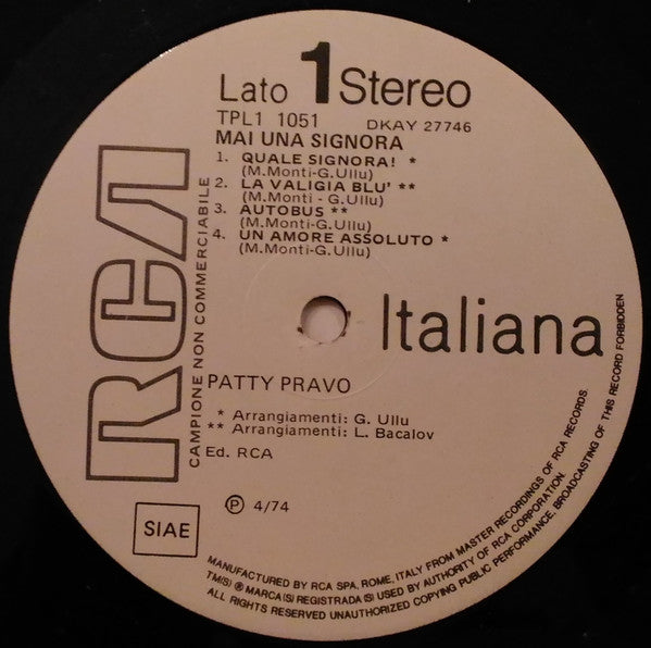 Patty Pravo / Mai Una Signora - LP Used