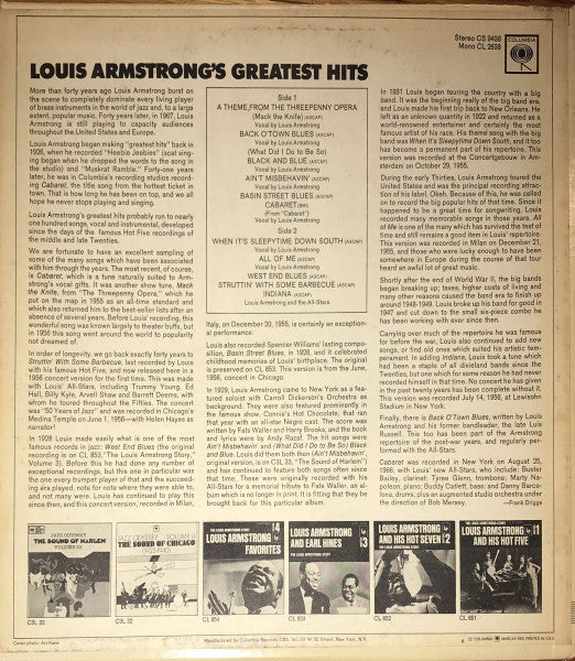 Louis Armstrong / Greatest Hits - LP (Used)