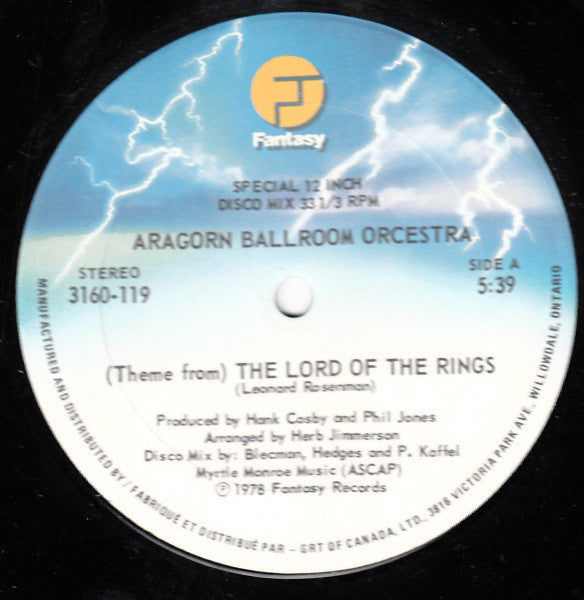 Aragorn Ballroom Orcestra ‎–-/ (Theme From) The Lord Of The Rings - LP (used 12&